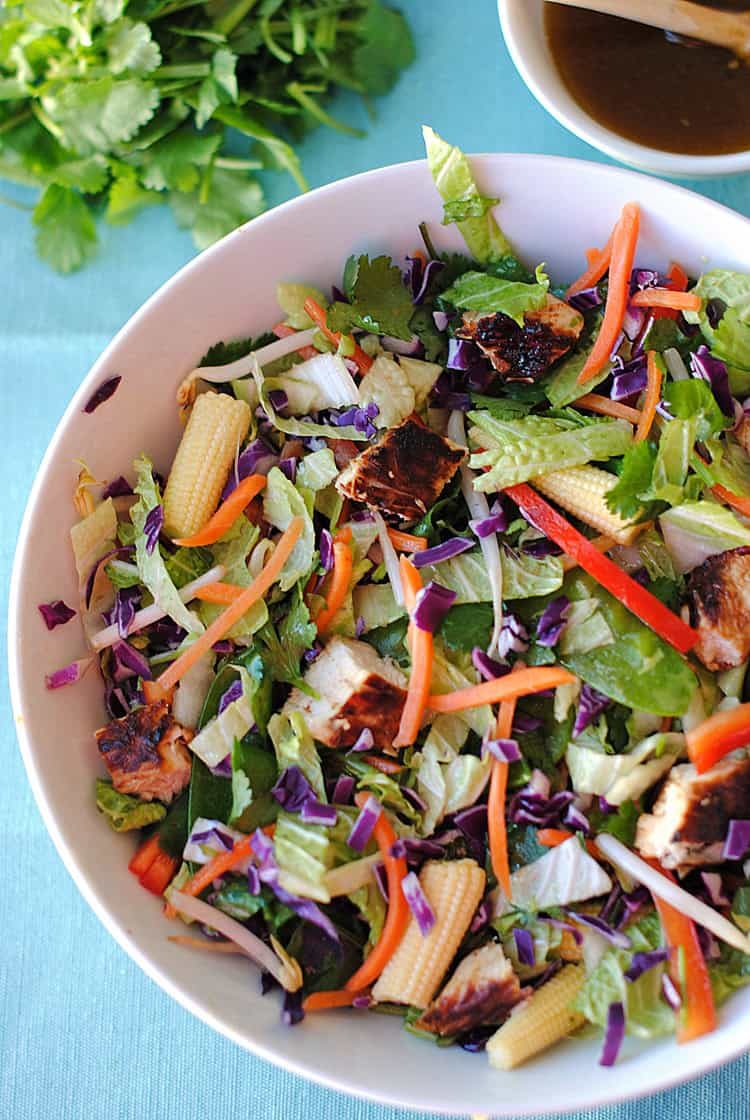 Chicken Asian Salad with Ginger-Sesame Dressing