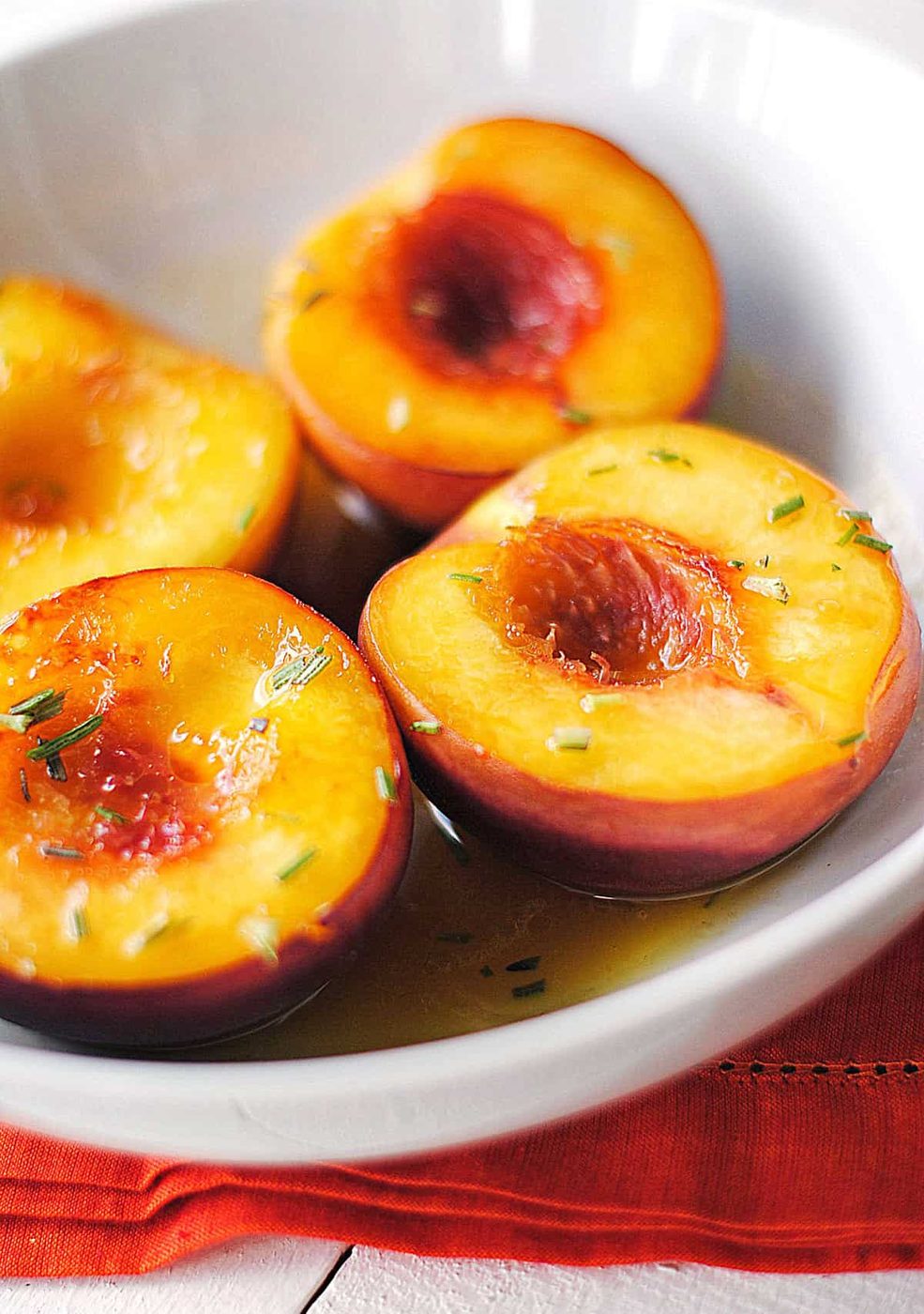 Peaches Caramelized with Fresh Rosemary