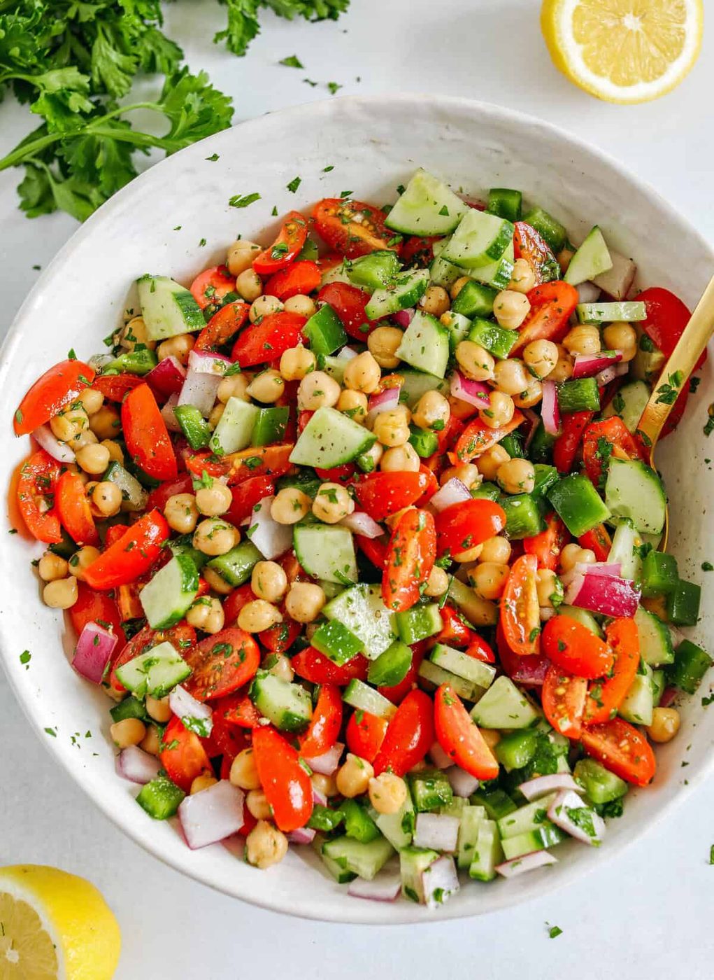 Tomato, Cucumber & Chickpea Salad