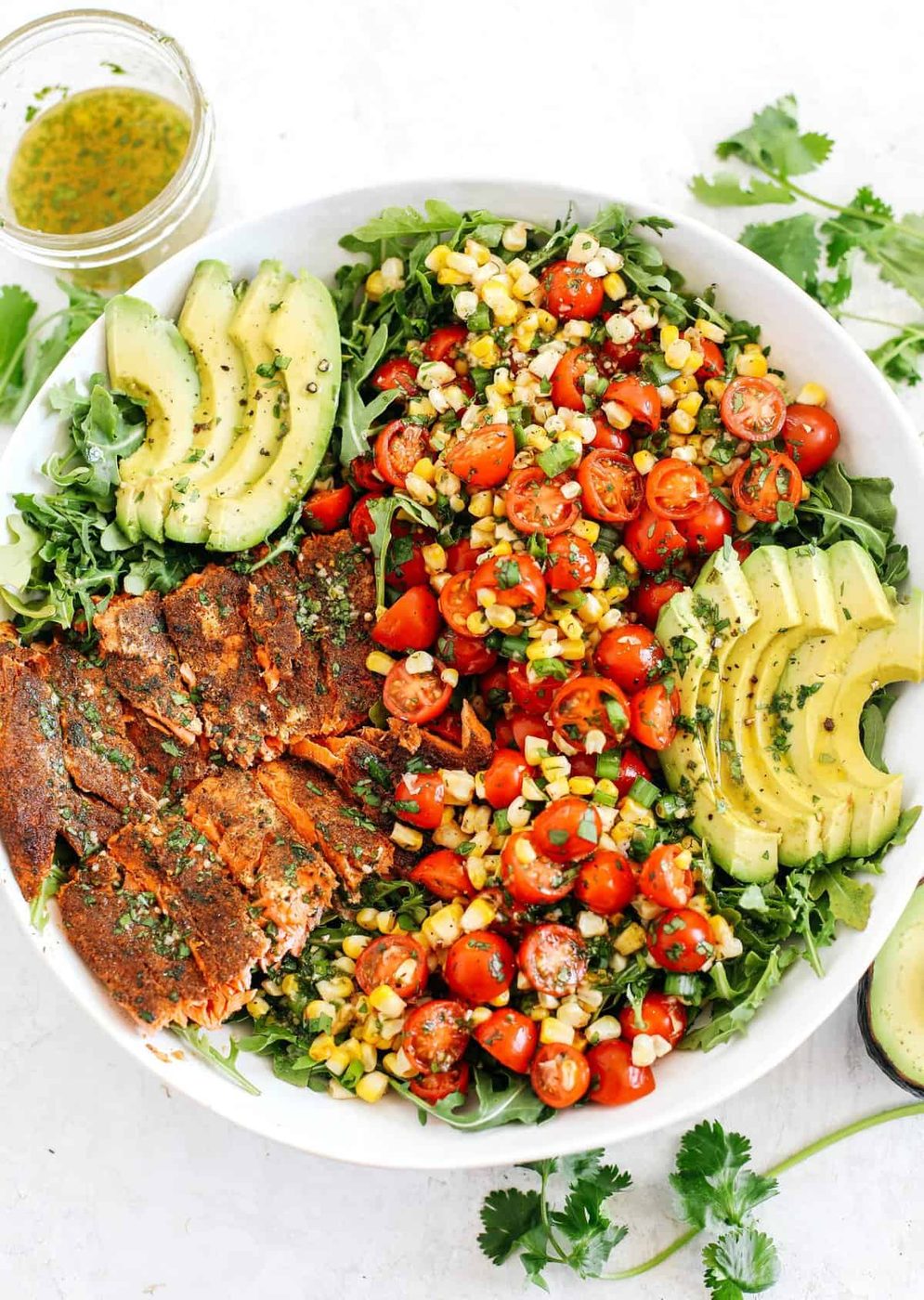 Salmon Chili-Rubbed with Summer Corn Salad