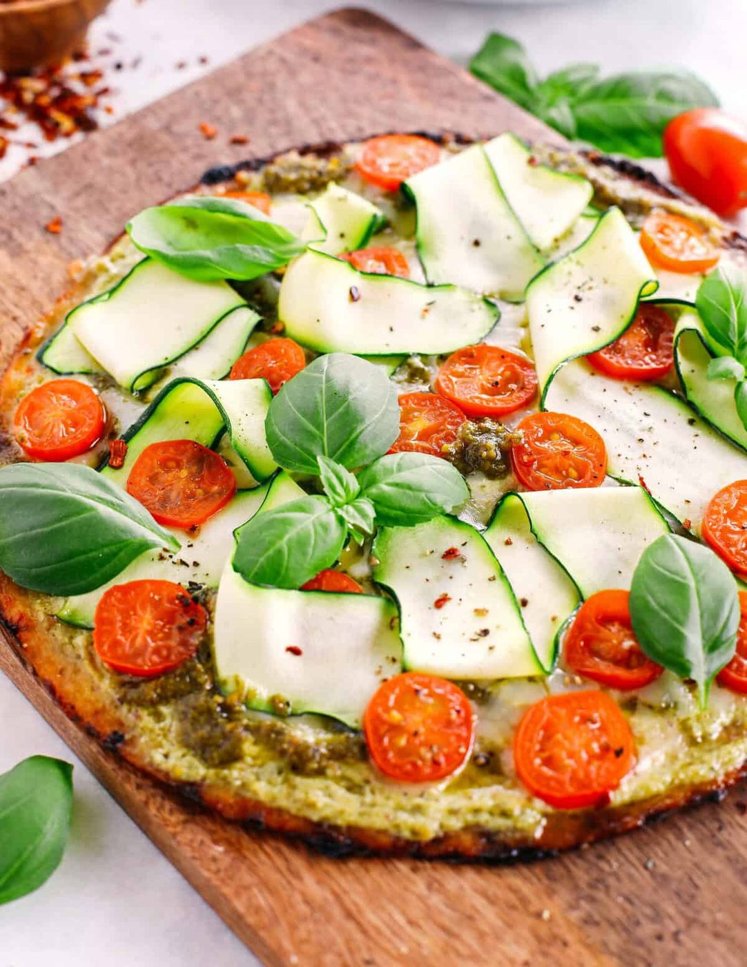 Pesto Garden Cauliflower Pizza