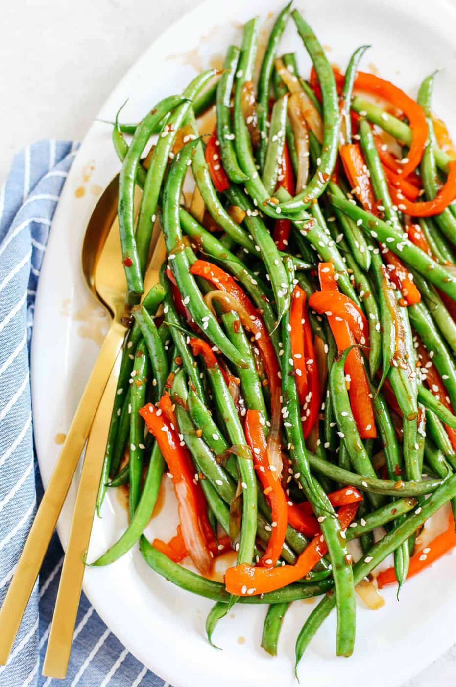 Ginger Soy Glazed Green Beans & Peppers