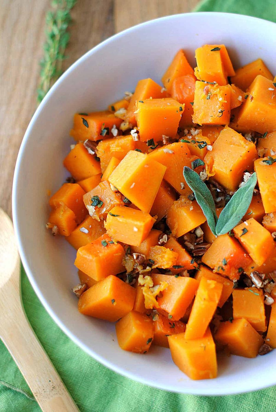 Glazed Butternut Squash with Sage & Toasted Pecans