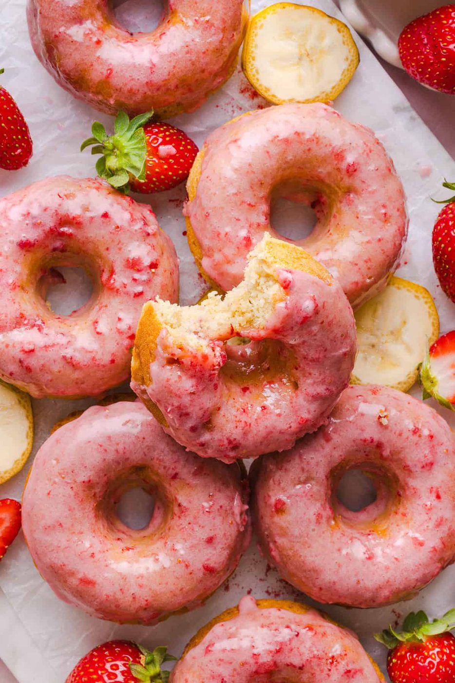 Strawberry Gluten-Free Banana Donuts