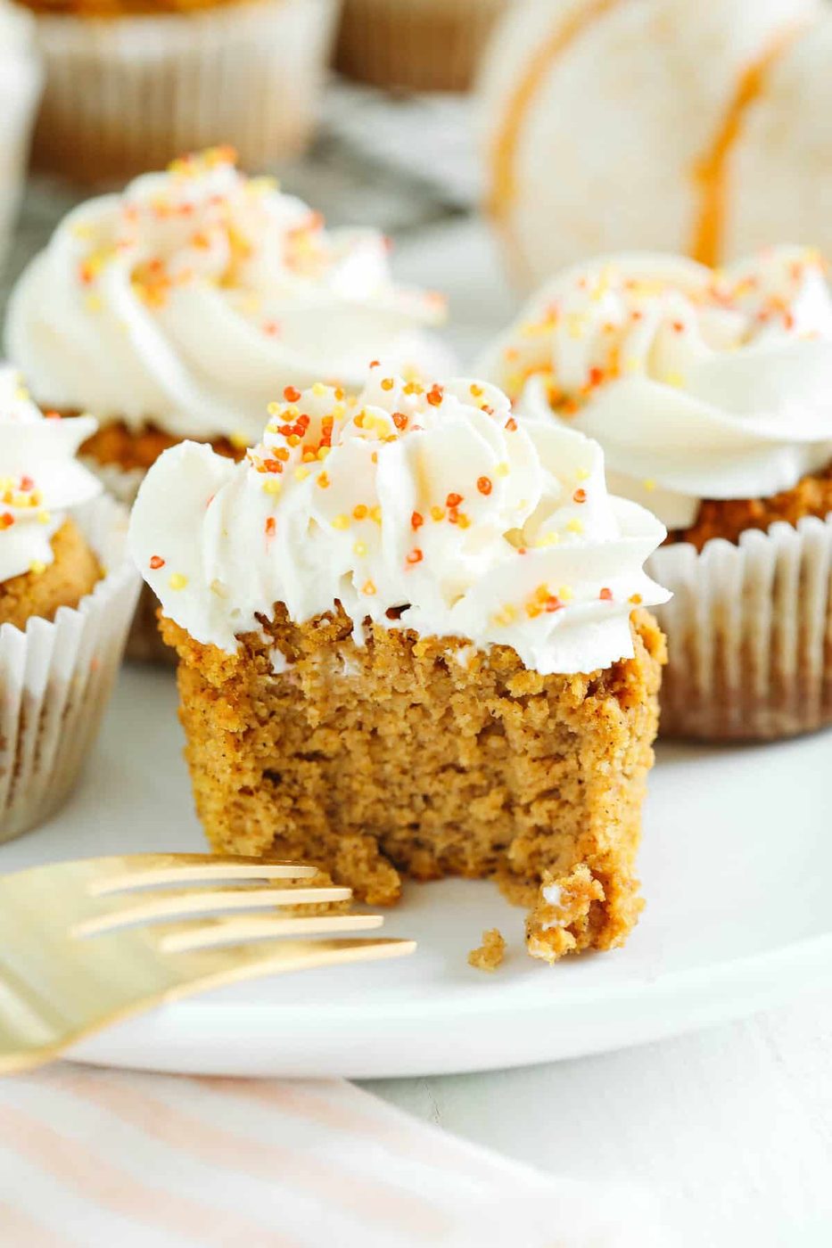 Spiced Pumpkin Cupcakes with Maple Cream Cheese Frosting