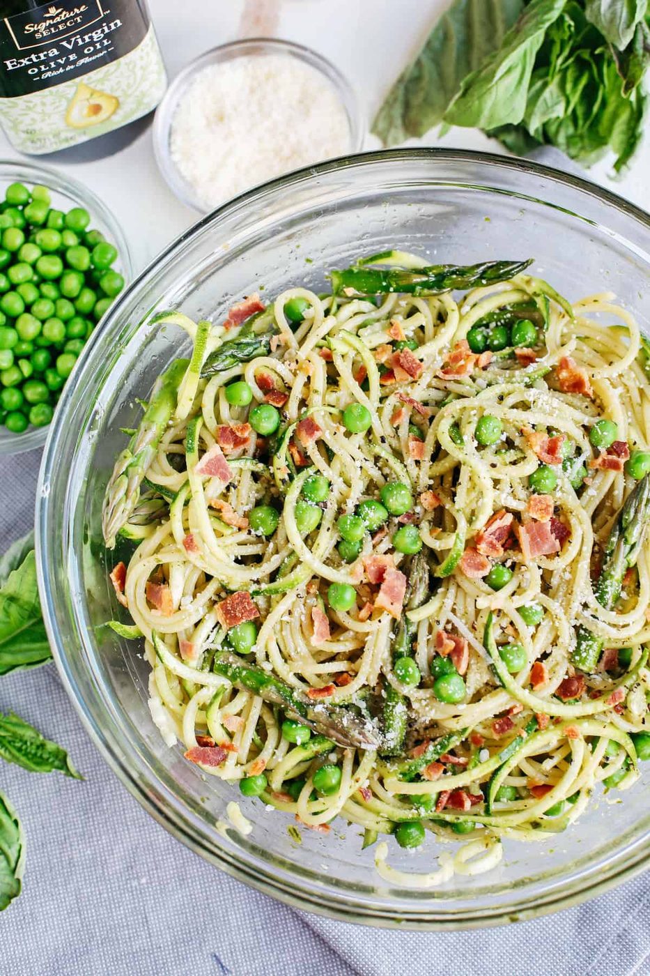 Veggie Loaded Pasta Salad with Sweet Basil Vinaigrette