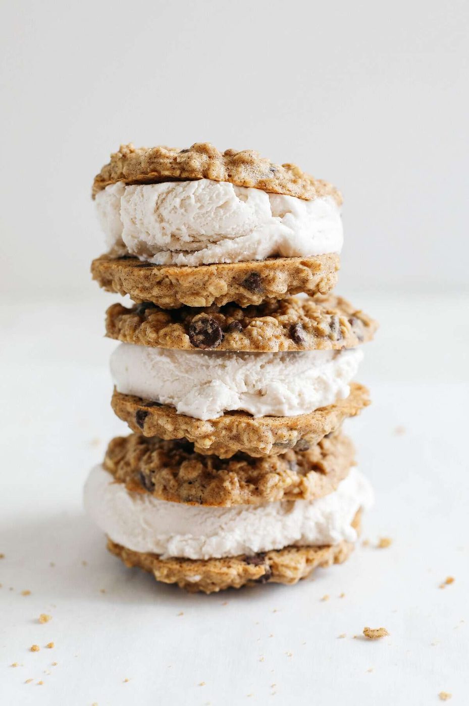 Chocolate Oatmeal Chip Cookie Ice Cream Sandwiches