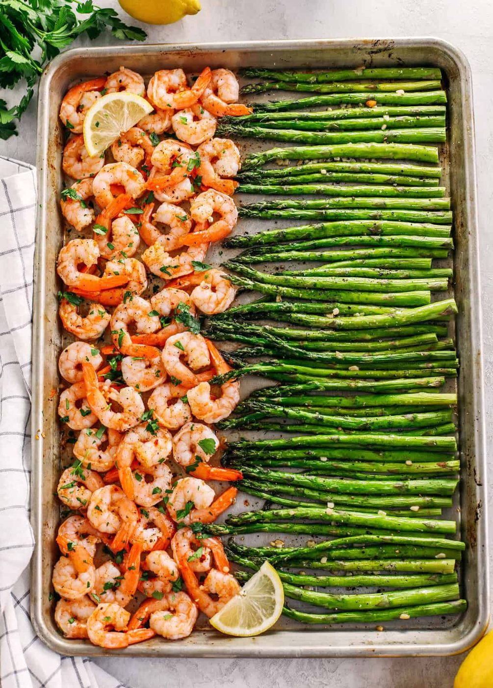One-pan Lemon Garlic Shrimp & Asparagus