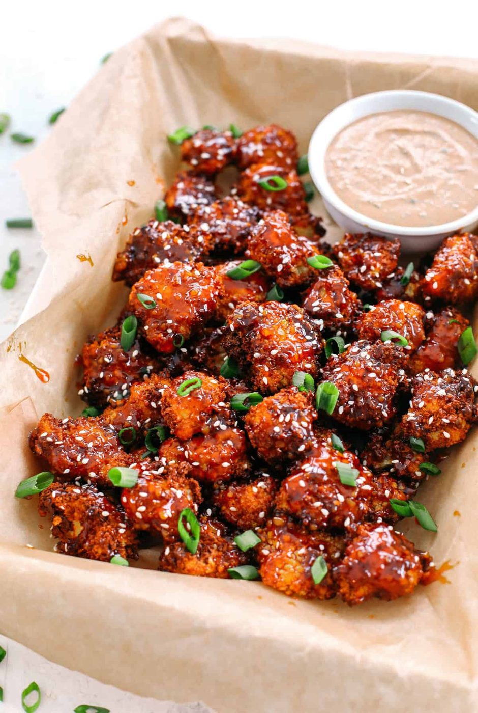 Honey Sticky Garlic Cauliflower Wings
