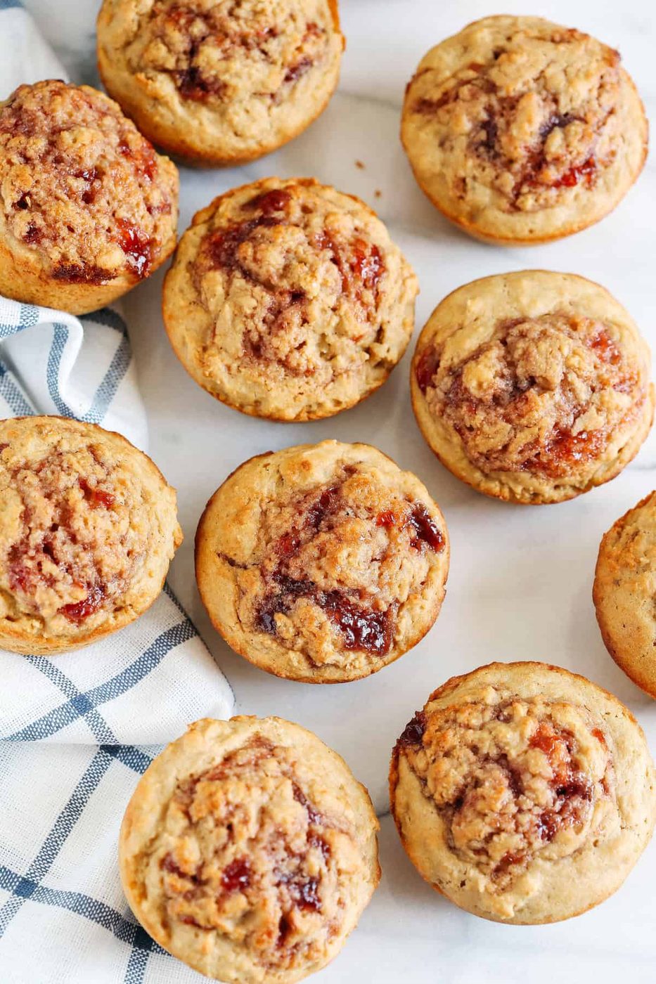 Jam Strawberry Filled Oat Muffins
