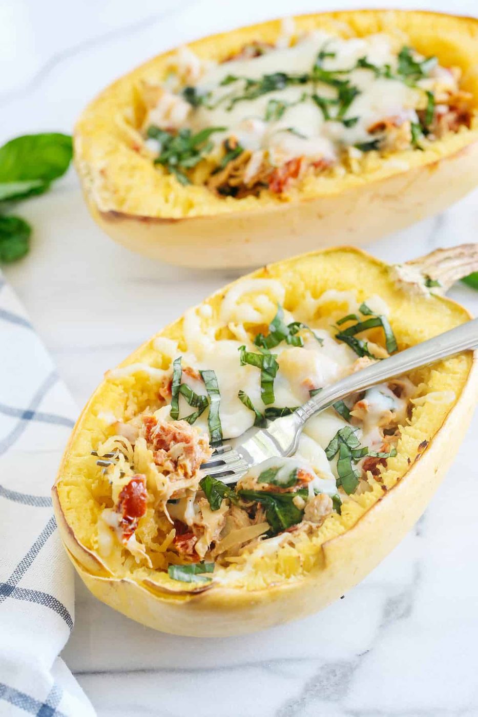 Dried Sun Tomato Spaghetti Squash Boats