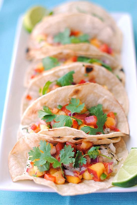 Tacos Tilapia with Peach Mango Salsa