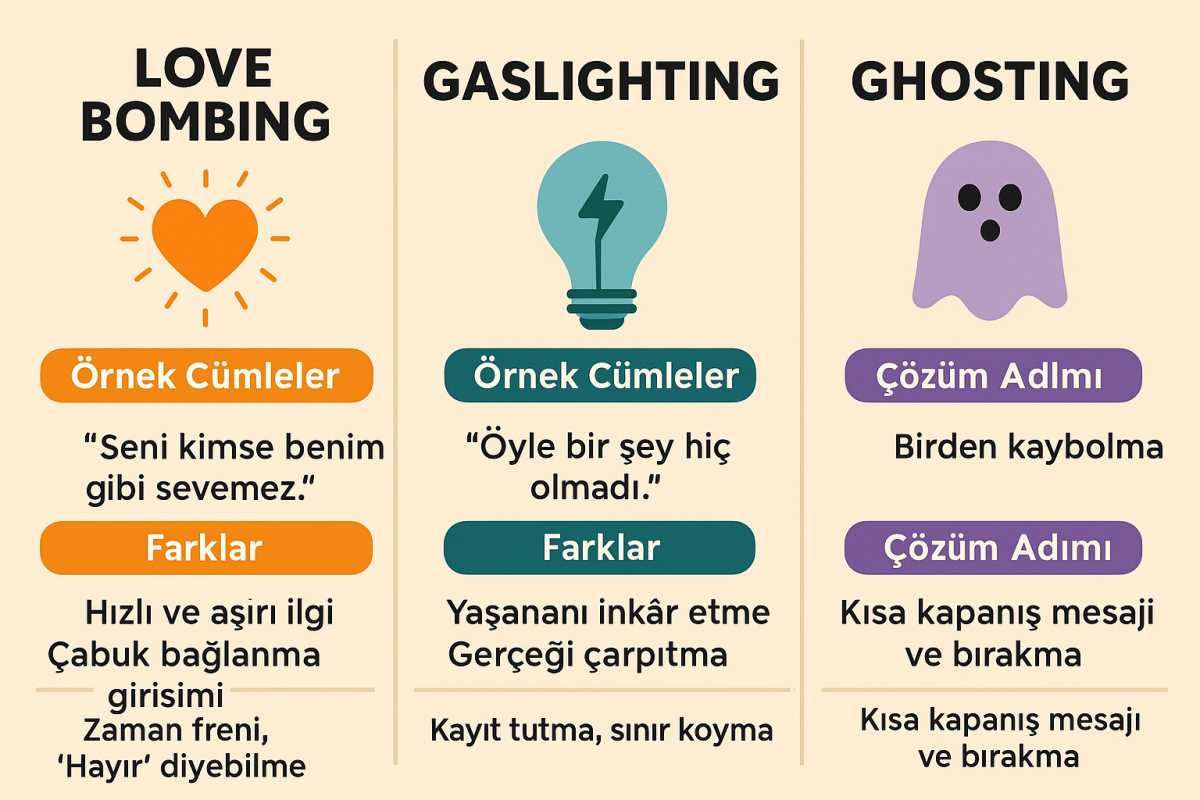 love bombing gaslighting ghosting farki