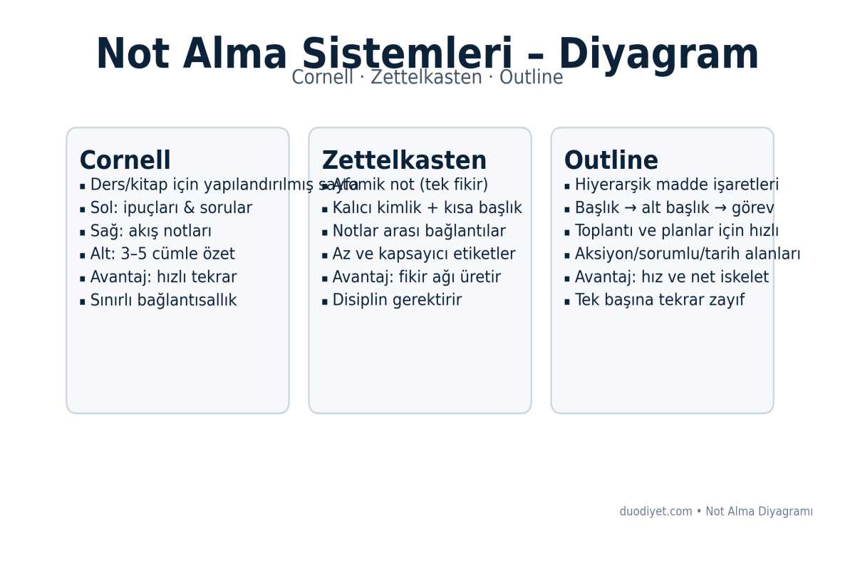 Not Tutma Teknikleri - Cornell vs Zettelkasten vs Outline