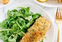 Hummus Crusted Salmon with Lemon Arugula Salad Recipe