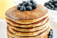 Fluffy Almond Flour Pancakes with Blueberries and Bananas