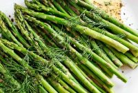 Baked Asparagus with Tangy Mustard-Dill Sauce
