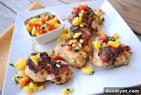 Grilled Chicken Thighs with Pineapple, Corn and Pepper Relish