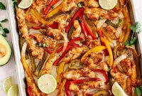 Sheet Pan Chicken Fajitas Recipe with Peppers and Onions