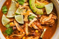 Classic Chicken Tortilla Soup with Avocado and Lime