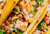 Salmon Tacos with Mango Sriracha Sauce