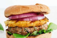 Hawaiian Turkey Burgers with Teriyaki Glaze, Grilled Pineapple