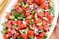 Refreshing Watermelon, Cucumber and Feta Salad Recipe