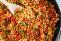 One-Skillet Cajun Sausage with Cauliflower Rice