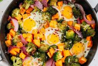 Roasted Vegetable Breakfast Skillet with Eggs and Herbs