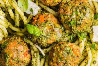 Oven-Baked Chicken Pesto Meatballs