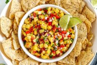 Fresh Peach Mango Salsa with Lime and Cilantro