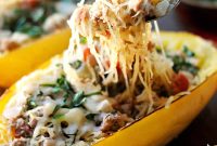 Stuffed Spaghetti Squash with Spicy Italian Sausage