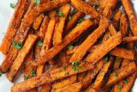 Crispy Sweet Potato Fries with Spicy Honey Glaze