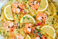 Lemon Herb Shrimp over Roasted Spaghetti Squash