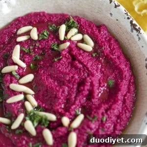 Creamy Roasted Beet Hummus with Lemon and Tahini 5 Roasted Beet Hummus final presentation
