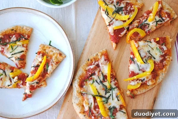 Pita pizzas on tray