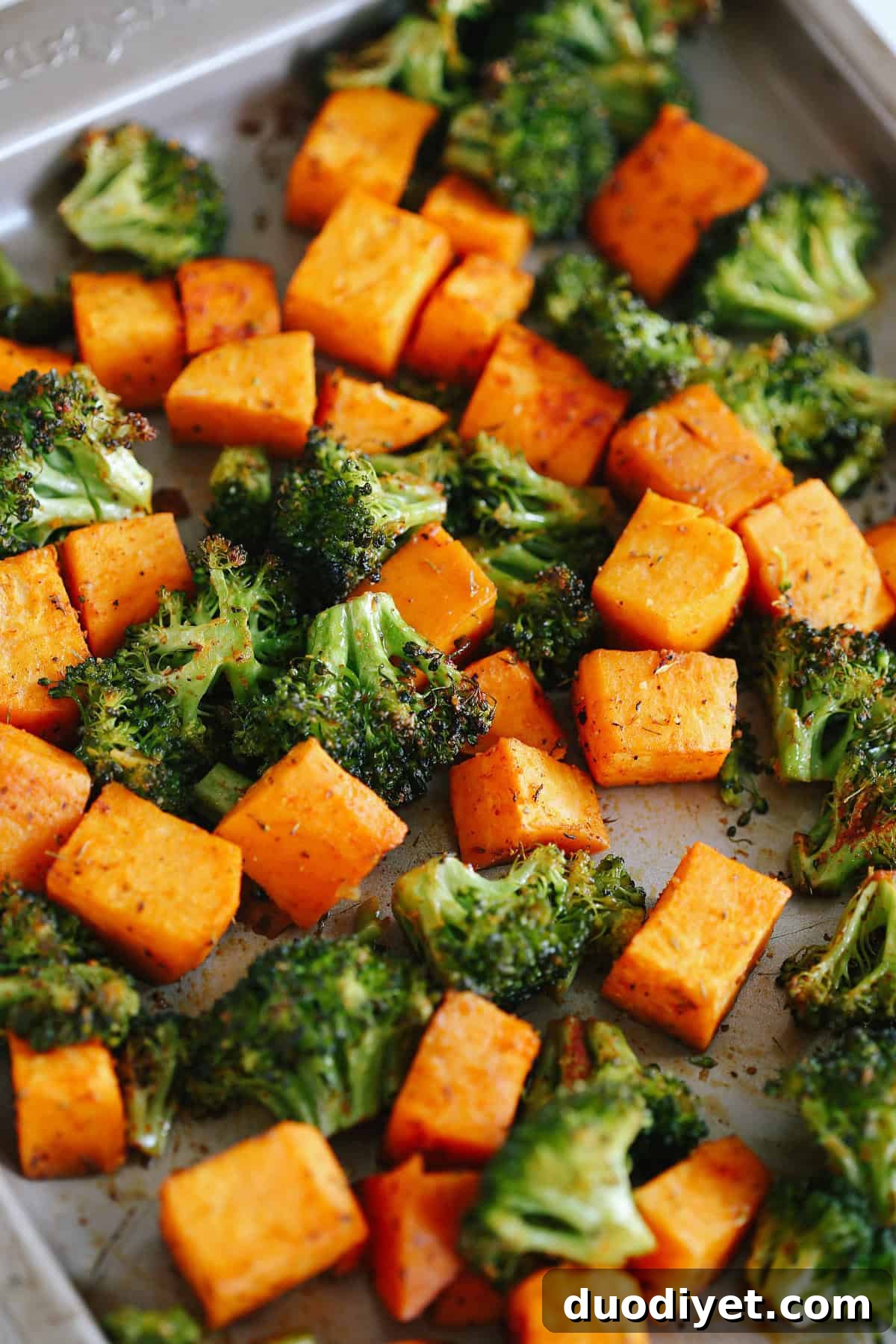 These Perfectly Roasted Broccoli and Sweet Potatoes make a delicious healthy side dish and are seasoned to perfection!