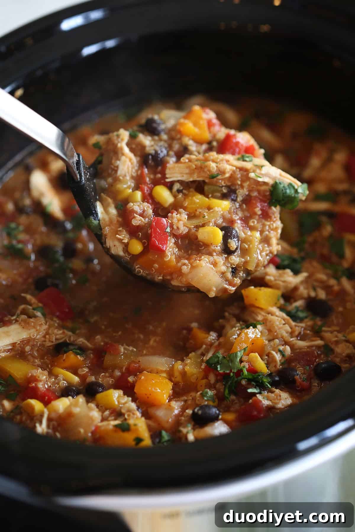 Slow Cooker Chicken Fajita Quinoa Soup Recipe 4 My FAVORITE Slow Cooker Chicken Fajita & Quinoa Soup that is healthy, easy to make and freezer friendly!