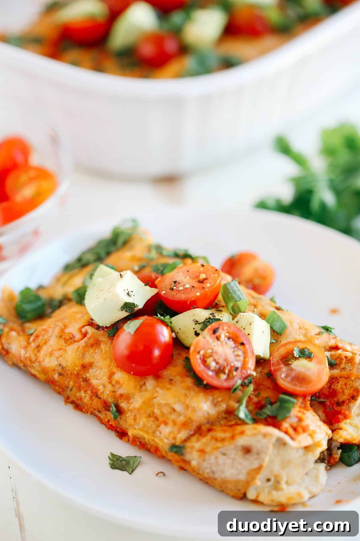 Protein-Packed Breakfast Enchiladas Recipe with Eggs and Salsa 3 Healthy Breakfast Enchiladas that are cheesy, spicy and full of so much flavor and can easily be prepped ahead of time for a quick delicious breakfast!