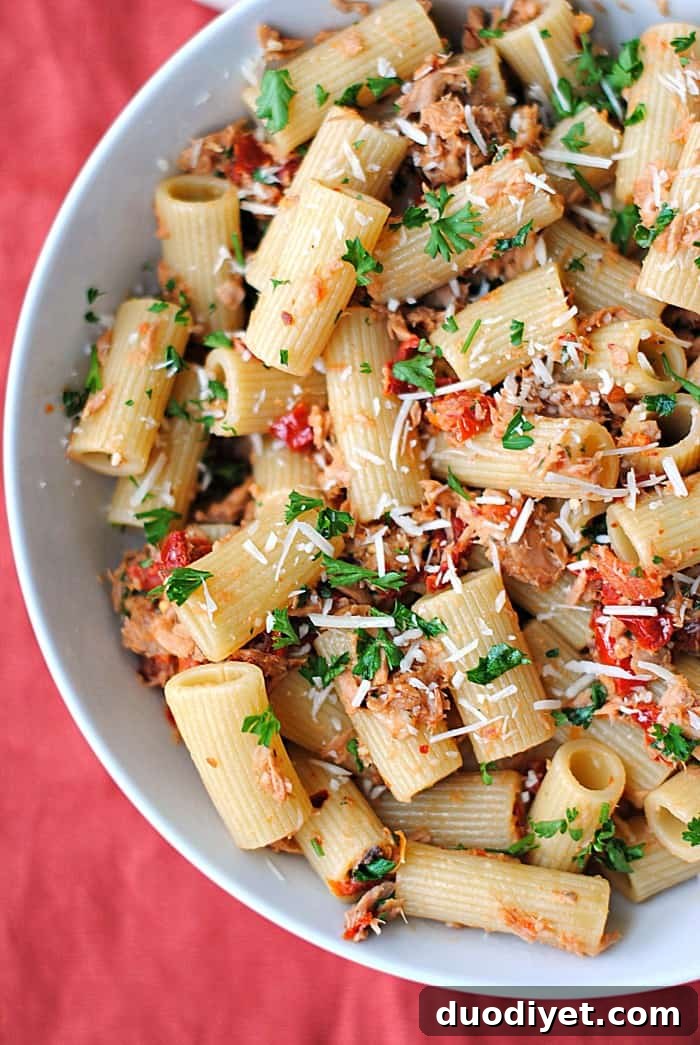 Creamy Tuna Rigatoni with Sun-Dried Tomatoes 2 Tuna Rigatoni with Sun-Dried Tomatoes