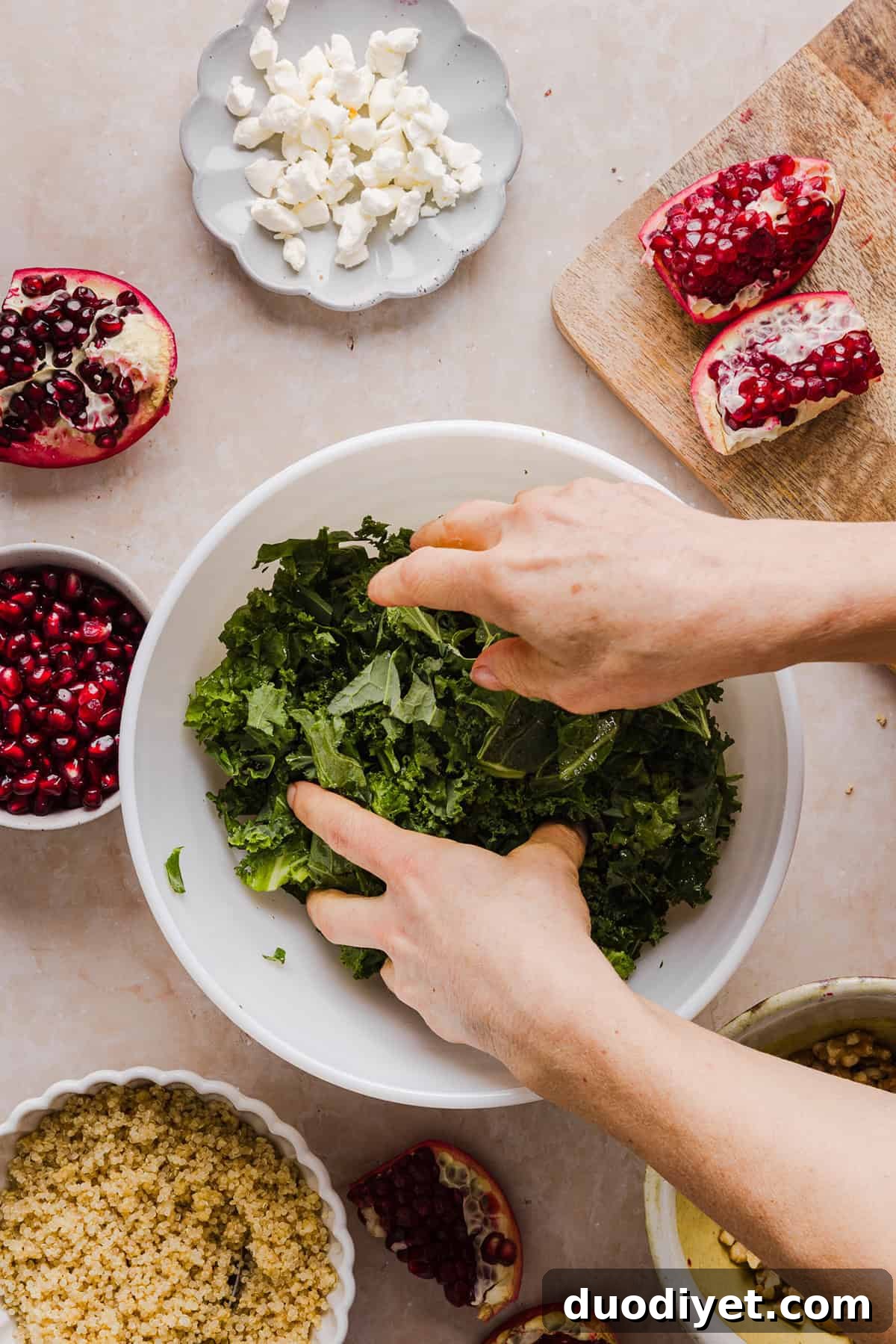 Winter Kale and Quinoa Salad Recipe 5 Tossed Winter Kale and Quinoa Salad with dressing