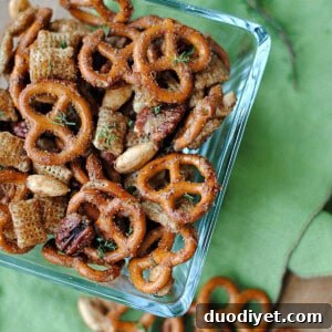 Sweet and Spicy Pretzel Mix jarred for gift