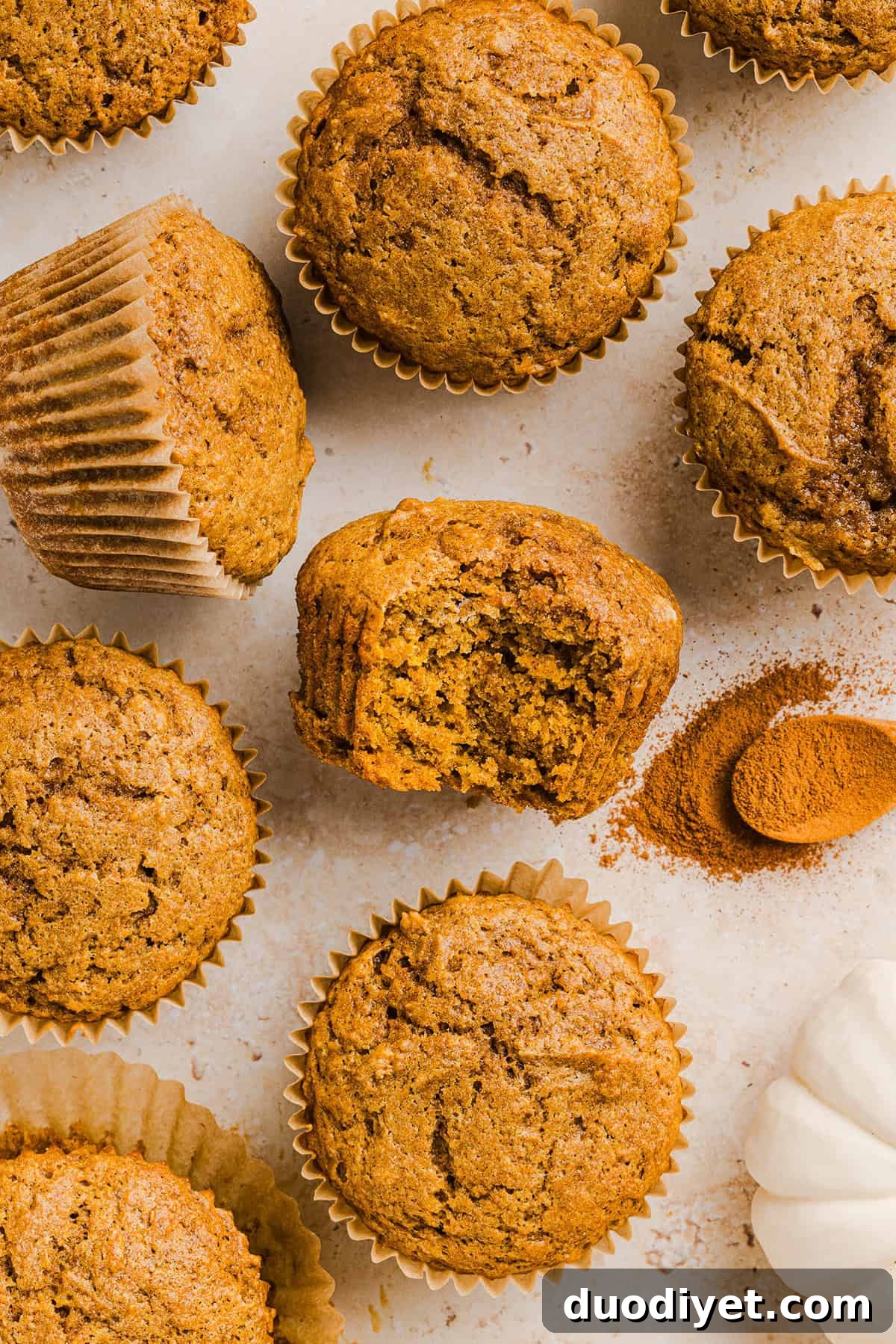 Moist Whole Wheat Pumpkin Muffins with Warm Spices 2 These Whole Wheat Pumpkin Muffins are moist, fluffy, and made healthier with whole wheat flour, applesauce, and zero butter or refined sugar. Loaded with delicious pumpkin flavor and warm spices for the perfect fall muffin!