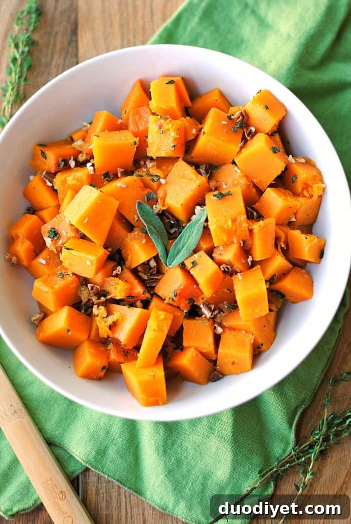 Butternut squash with pecans and herbs