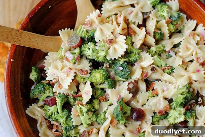Bowl of broccoli grape harvest salad