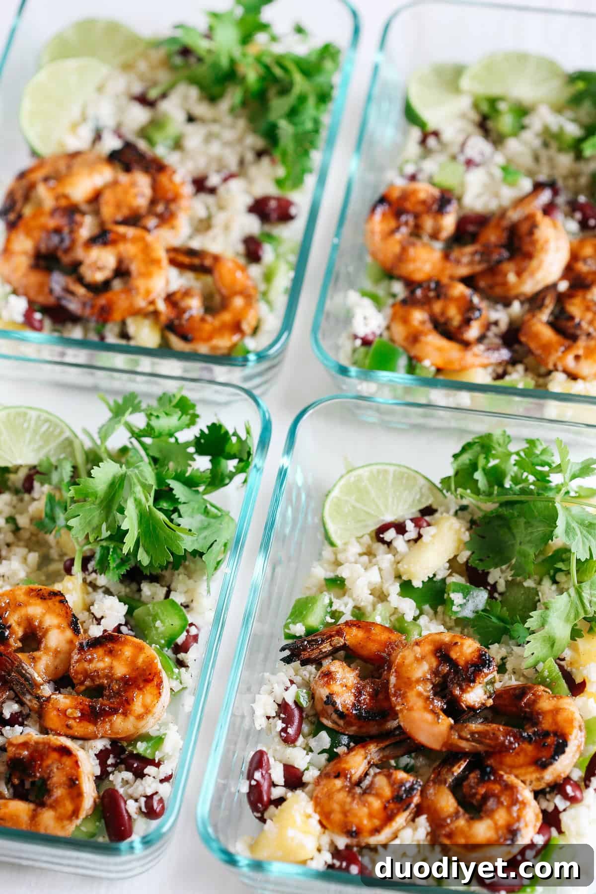 This Caribbean Jerk Shrimp with Cauliflower Rice is super flavorful, deliciously filling and perfect for weekly meal prep!