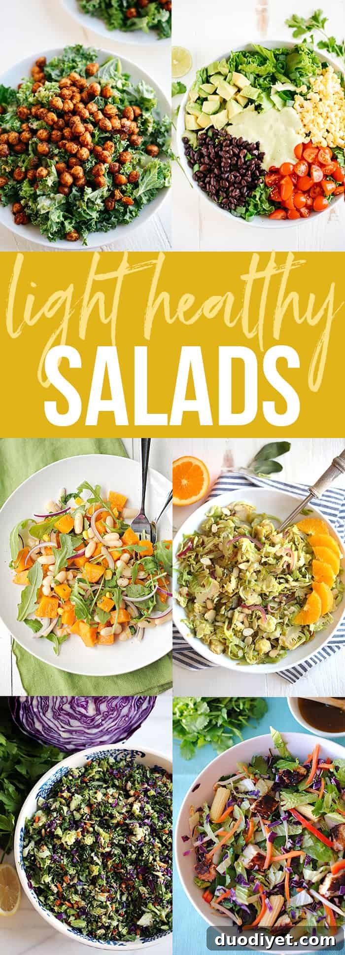These are 6 of my favorite go-to light and healthy salads that are full of fresh veggies, delicious proteins and TONS of flavor!