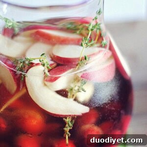 Glass of cherry-peach sangria