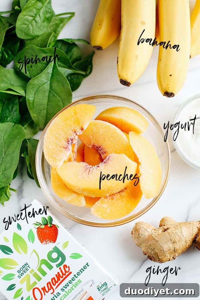 This delicious Ginger Peach Detox Smoothie is sweet, creamy and super refreshing!