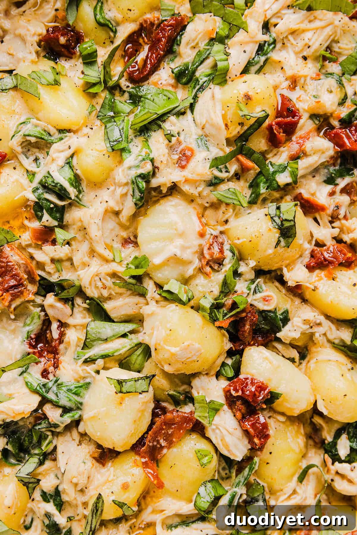 Creamy gnocchi and chicken with wilted spinach